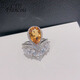 CAJJ Francois 2.60 carat citrine ring for women, natural colored gemstone, jewelry gemstone, 925 silver inlaid, size 13