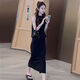 JTKW2024 new niche hot girl outfit with temperament sleeveless neck halter French simple and fashionable waist-hugging two-piece set [3895#] Green S suggested that 95Jin [Jin equals 0.5 kg] less