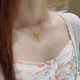 Fat Donglai's same style as the fugitive princess K gold pendant gold-plated silver bow gold necklace female love pendant clavicle bow pendant necklace