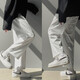 Foss Phil straight casual pants for men summer black spring and autumn nine-point loose western wide-leg trendy sports ice silk trousers for men trendy brand 718-WK10-1 wide-leg white M [recommended 90-115Jin [Jin equals 0.5 kg]]
