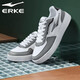 Hongxing Erke (Erke) Herrenschuhe, Sommer- und Herbst-neue Sportschuhe, atmungsaktive Skateboardschuhe, weicher Sohle-Campus-Stil kleine weiße Schuhe, Low Top Casual Schuhe, weiße mittelgraue (weiche Sohle-Saison) Größe 41 (255 mm)