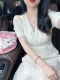 Vestido de zhidoudou 2024 Spring y otoño Nuevo temperamento de desgaste de mujeres estilo Gran tamaño de gran tamaño francés pesado bordado V-ling Guo Style 9767 Vestido de albaricoque M Recomendado 100 Jin [Jin equivale a 0,5 kg] por debajo
