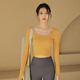 LULULOMDDW yoga clothes with chest pads, autumn and winter slimming long-sleeved sports tops for women, professional running and Pilates training fitness clothes, Ginkgo yellow, fixed cup/slimming, L (recommended 110-125Jin Jin equals 0.5kg)