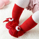 Midur Autumn et hiver bébé fille de protection des pieds de protection des chaussures épaissies de bébé chaude chaussures de bébé arc princesse avec de grosses chaussures de tout-petit de semelle douce rouge (chaussures de chaussettes rouges) 12 m de longueur intérieure 12cm recommandés pour juin-décembre