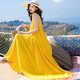 Qian Yilin trendy brand Hainan Sanya photo beach skirt sexy women's summer super fairy backless long skirt seaside vacation one size yellow small style
