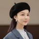Bijinger Beret Women's 2023 Autumn and Winter Women's Autumn and Winter Versatile Painter Hat Beige Woolen Beige Painter Hat One Size Adjustable