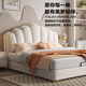Wufan modern soft-packed shell bed cream style master bedroom double bed 1.8m soft-packed storage bed small and medium-sized apartment full-edge bed + skin-friendly independent bag spring mattress + 1 cabinet 1.8*2m frame bed 15cm silent bed board