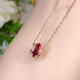 Gold dove blood ruby pendant for women, 18K rose gold plated, Korean style fashionable and versatile clavicle chain, ruby pendant (with 45+5cm chain)