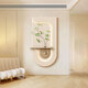Shantoulin Village hydroponic green plants cream style porch decoration painting sandstone three-dimensional entrance corridor aisle hanging painting living room wall 40*80 layers of three-dimensional sandstone + glass vase + imitation 14757 regular model [without light]