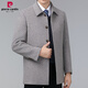 Pierre cardin men's double-sided cashmere coat winter woolen coat male middle-aged dad's lapel casual clothes khaki 175/code (recommended 125-140 Jin [Jin equals 0.5 kg])