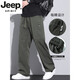 JEEP SPIRIT美式潮牌工装裤子男宽松直筒秋冬伞兵裤2025冬季加绒运动休闲长裤 9856-军绿色 4XL 【商家】180~200斤