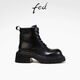 Alimentado botas de martin de cuero genuinas para mujeres en invierno nuevas botas para mujeres Tacas gruesas botas de motocicleta negra para mujeres D1105-YA930 Negro 36