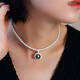 Nanxi Tahitian black pearl pendant single detachable two-wear model for women with sunflower seawater pearl necklace gift 9-10mm almost flawless + silver chain black and green series