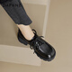 Daphne British Style Leather Chaussures pour femmes 2023 Automne Black Lace-Up Single Chaussures Japonais Retro Mood Black 38