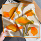 Story Life Mulberry Silk Chinese Style Lotus Fashion Silk Small Square Scarf Women's Scarf Spring Summer Autumn Korean Style Girlfriend's Neck Protection Scarf Orange Gradient 53*53cm
