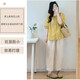 Ranqi Mommy Schwangere Frauenanpassungen modische Sommerhose Zweiteiler Sommer kleines Kurzarmhemd Top Sommerkleid modische gelbe Top + Aprikosenhose [Anzug] M.