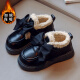 Brand code-breaking girls' small leather shoes 2024 autumn and winter new children's velvet warm cotton shoes princess style black British brown size 36