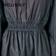 moussy 新品休闲通勤风捏褶抽绳收腰连衣裙010GA230-6630 021浅黑色 S 00001