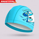 Cypress tide swimming cap made of PU material, no head design, swimming pool cartoon swimming cap, large frame swimming goggles, waterproof nose clip, sapphire blue astronaut--children's swimming cap suitable for 2-12 years old, swimming cap + nose clip and earplugs