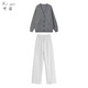 Keyin Casual Hosen Frauenanzug 2025 Frühling neuer Stil kleiner fauler Stil Strickpullover Weitbein Hosen 3882 grauer Pullover m