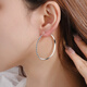 Centenary Baojinxiang PT950 oversized platinum earrings for women, car flower earrings, earrings, earrings, exaggerated personality platinum earrings, inner diameter 4cm, rhombus surface type, about 5.4-5.6 grams