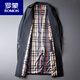 
ROMON high-end long windbreaker for men's new spring and autumn over-knee double-breasted business casual mid-length British handsome jacket Black 2XL