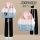 
Xuan Fanduo Girls Autumn Suit High School Students College Students Spring Girl Student Korean Loose Tie Dye Gradient Denim Outer + Wide Waist Denim Jacket + Two-piece Set 1049 S Recommended 70-95 Jin [Jin equals 0.5 kg]