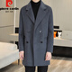 Pier Cardin double-sided wool coat men's jacket mid-length windbreaker autumn and winter new business casual girl suit 23066 gray XL