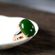 GOR Fat Donglai's same style 18k gold inlaid jade ring Hetian jade plated rose gold jasper egg face spinach green K gold women's live ring adjustable
