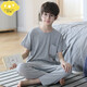 Emberlove Boy Pyjamas reine Baumwollkinder Frühling und Herbst Dünne kurzärmelige Hose Anzug Big Children Teenager Jungen Klimaanlage Home Kleidung N9901 [kurze Länge] 175 größere Version l Größe