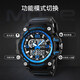 
Time American middle school student watch boys and children fashion luminous waterproof teenager trend Korean double display electronic watch male 1283 [blue circle black belt] large size