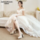 
James Kevin brand main wedding artifact wedding shoes for women 2024 new wedding bride shoes waterproof platform high heels thick sole thick heel 757 champagne color heel upgrade (11cm) 35 225mm