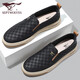 Sieben Wolf Canvas Schuhe Herrenschuhe Ein-Pin-Freizeitschuhe Sommer atmungsaktiven Männer mit niedrigen Top-Schuhen 2186 Schwarz 42 Lederschuhe Größe
