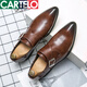 卡帝乐鳄鱼（CARTELO）皮鞋男士夏季搭扣复古商务正装休闲朋克夜发型师新郎结婚鞋男鞋子 -3883黑色 38