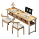 Min Yu Long Table Narrow Table Home Long Table Work Table Simple Desk Simple Computer Desk Writing Desk Rectangular Table Double Layer Warm White + White Frame 120cm