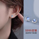 PWL999 pure silver cat's eye stone star and moon earrings for women design sense piercing earrings 2025 new simple and sweet earrings cat's eye stone star and moon earrings 999 pure silver