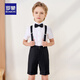 Romon boys dress summer children's graduation performance suit kindergarten overalls flower girl black suit 150