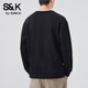 Baleno S&K series Henley collar men's long-sleeved T-shirt autumn trendy tops and sweatshirts spring and autumn inner layering shirts black M recommended 90-105 Jin Jin equals 0.5 kg