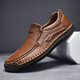 Camel men's shoes for autumn new genuine leather soft sole loafers one-size large-size hand-sewn casual leather shoes for men 9918 dark brown 4326.5