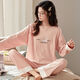 Langsha (langsha) pure cotton pajamas for women in spring and autumn cotton long sleeves trousers for students ins dormitory can wear home clothes suits 9922 M 80-95Jin [Jin equals 0.5 kg]