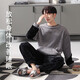 Neuer Schritt (Xinyibu) Pyjamas Winter der Herren dicke runde Necktasche Pullover Lose einfach warm