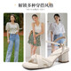 
ZHR Sandals for women in summer elegant one-strip thick heels for women's shoes gentle solid color high heels for women Y683 beige 38