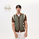 Ordos 1980 wool small lapel striped short-sleeved men's knitted cardigan 18316 brown L 175/96A