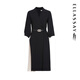 Ellassay [gleiches Modell in Tong Yao] Frühling neuer zweifarbiger Drei-Essigsäure-Kleid für Frauen EWF351Y15100 Classic Black XS