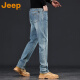 
JEEP Jeep American casual jeans men's 2025 new spring and summer wear-resistant pants washed and worn straight trousers blue P740MWN689 33 (145-155Jin[Jin equals 0.5 kg])