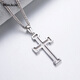 Miss JuJu Platinum Pendant Men's pt950 Platinum Cross Simple Pendant Fashionable Frosted Pendant Women's Back Carved Weight 5.2-5.4g+Leather Cord