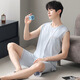Modal Pyjamas Herren Sommer Ärmel und dünne Weder -Shorts Lose großer Heimkleidung Set N9201 L