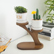 Kang Qianqiu desktop multi-layer small flower rack green ivy succulent flower pot plant balcony living room office desk mini flower pot rack bamboo wood tea gardening two-storey
