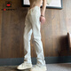 AEMAPE white slim jeans men's American vibe style pants handsome 2025 new upgraded micro-flare straight pants men's white (K838) M 90-110Jin[Jin equals 0.5 kg]