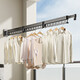 Tiandiyu (TDYU) folding clothes drying rack wall-mounted indoor bay window home balcony invisible clothes rod retractable quilt artifact gun gray no installation three sections / 8 holes windproof style
